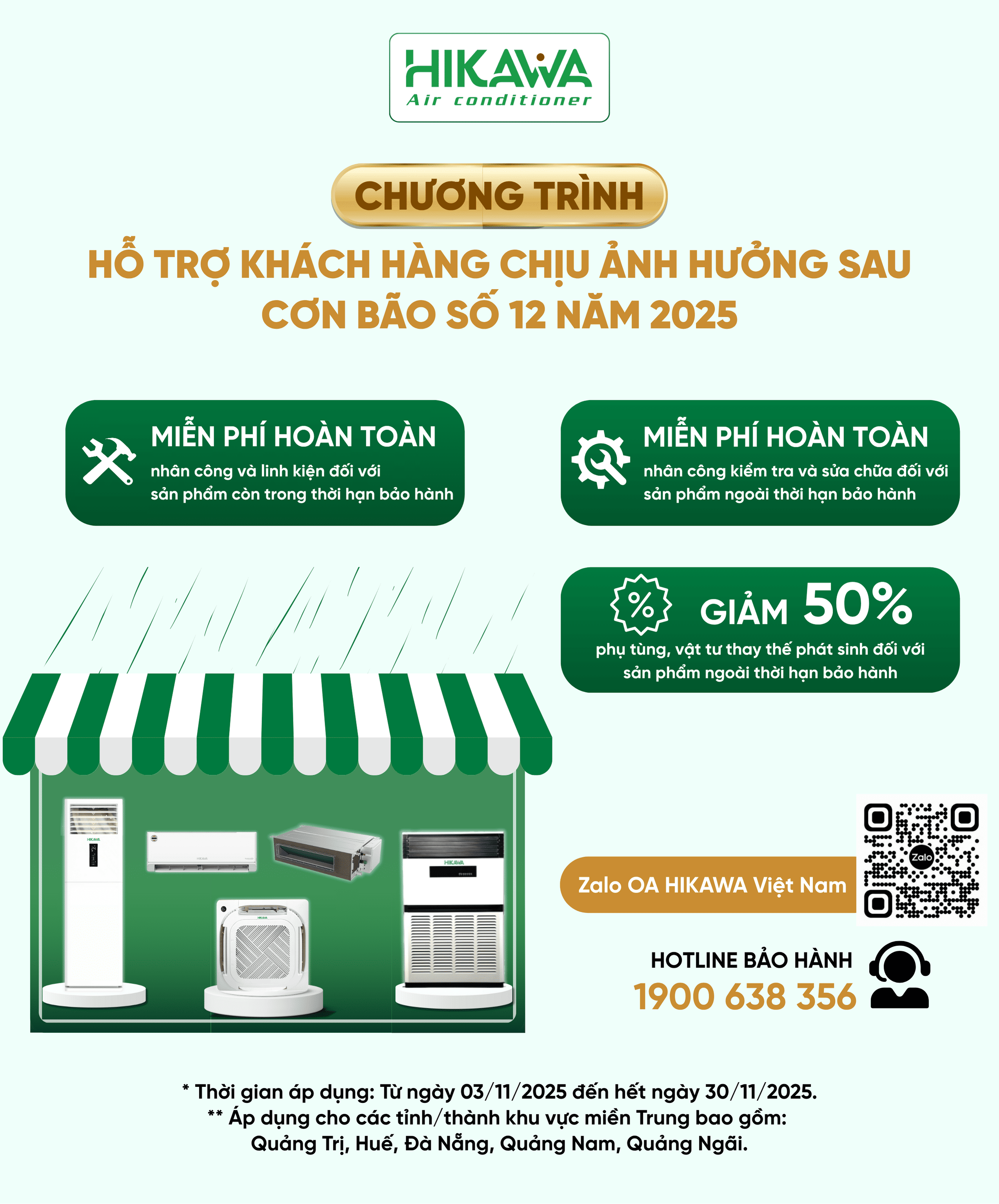 HIKAWA_Hỗ trợ khách hàng sau bão số 12