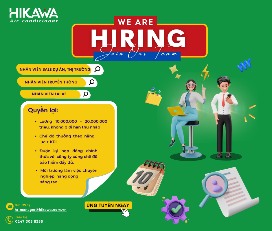 Tuyển dụng nhiều vị trí HIKAWA  (Bài đăng Facebook (Ngang))