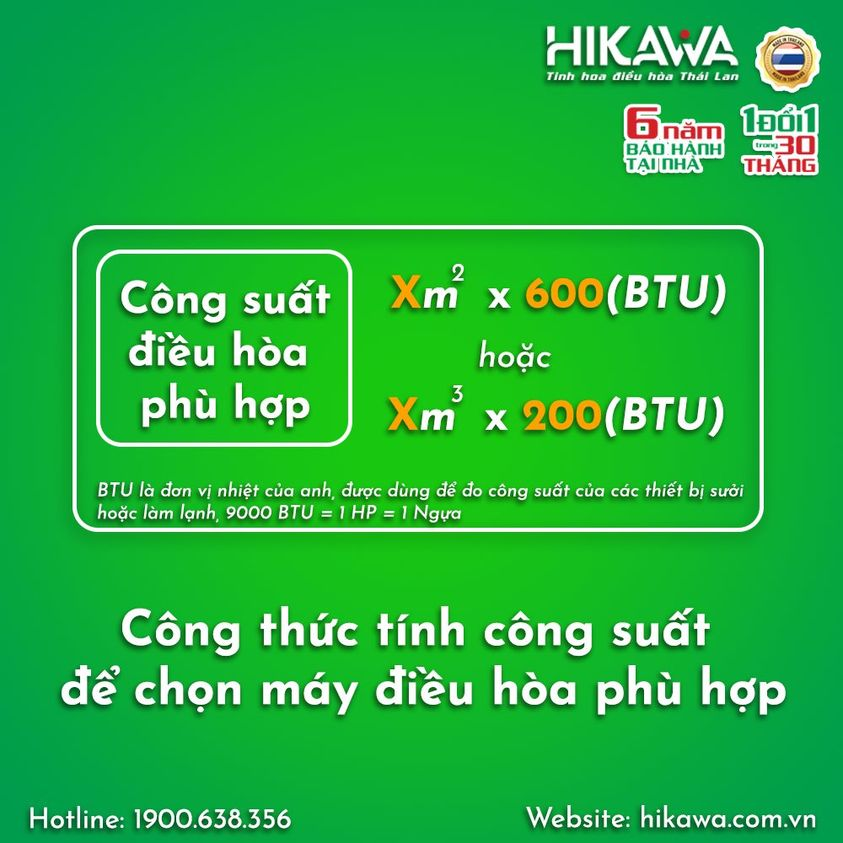 chọn công suất phù hợp