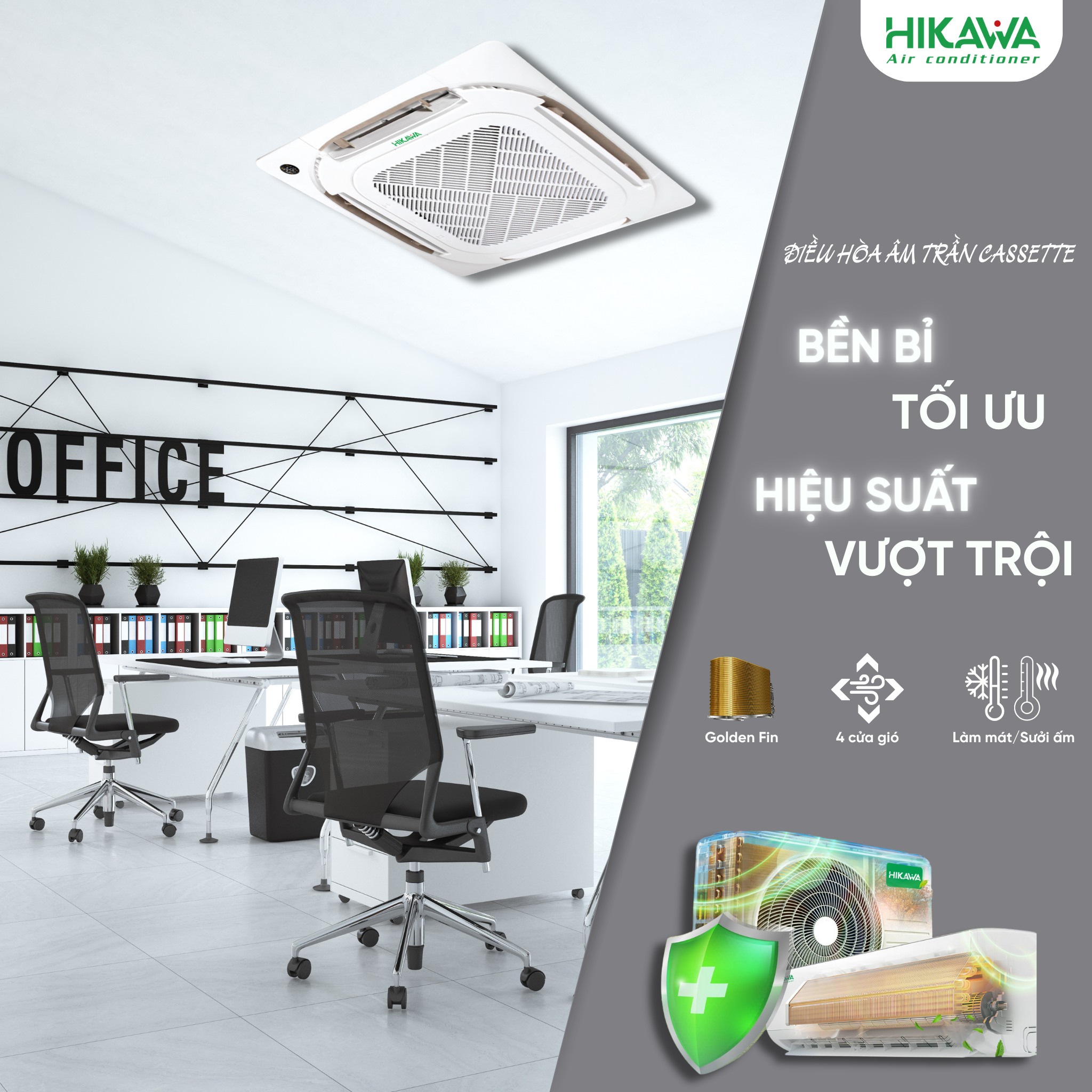 hiệu suất điều hòa âm trần cassette